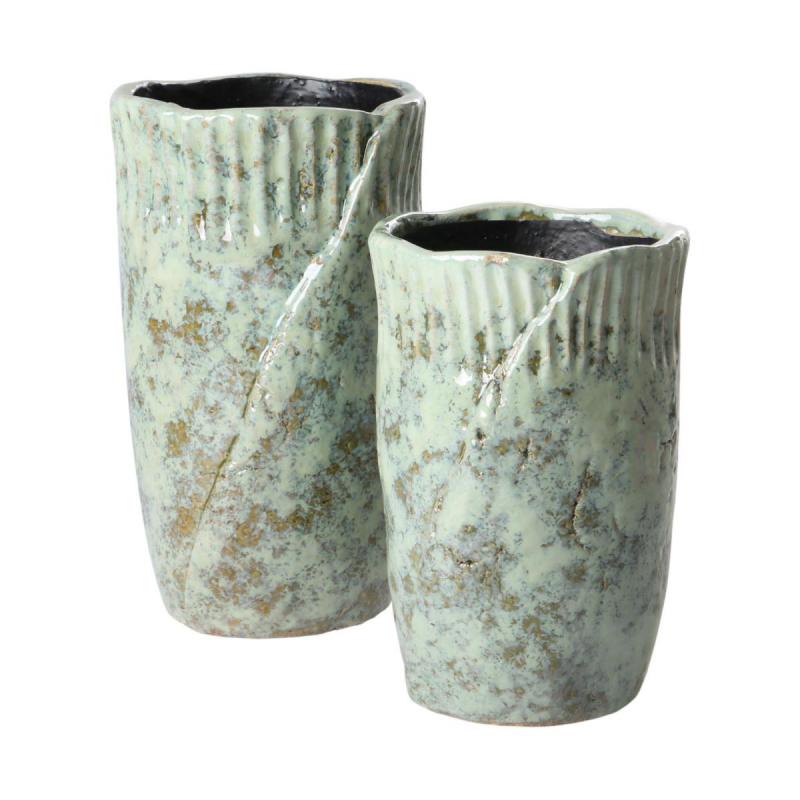 Vase glasiert blaugrün