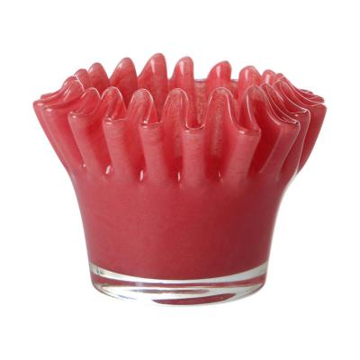 Teelichtglas gefaltet hellrot