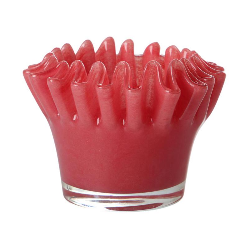 Teelichtglas gefaltet hellrot