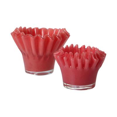 Teelichtglas gefaltet hellrot