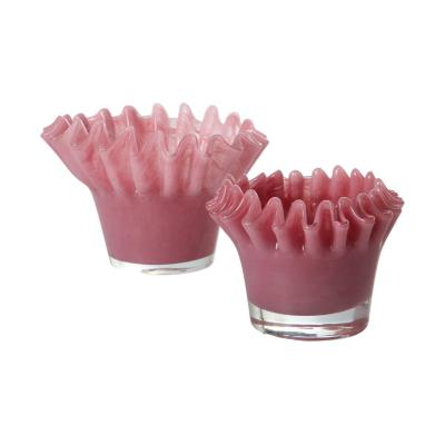 Teelichtglas gefaltet altrosa