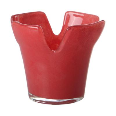 Teelichtglas gefaltet hellrot