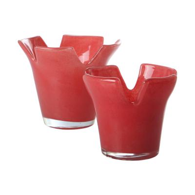 Teelichtglas gefaltet hellrot