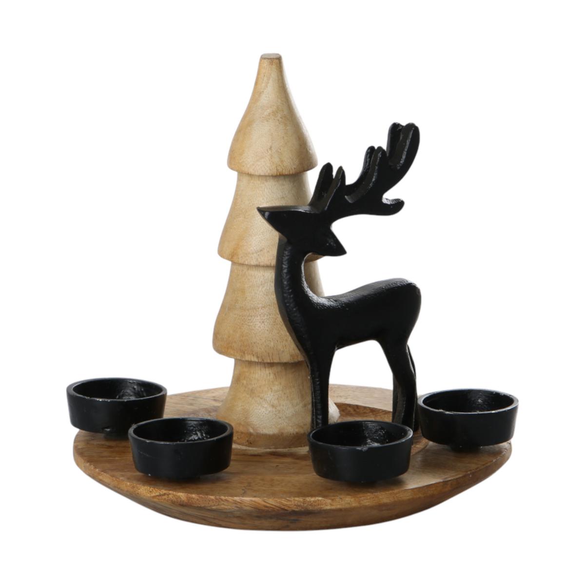 Kerzenhalter mit Rentier schwarz