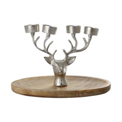 Kerzenhalter mit Rentier silber