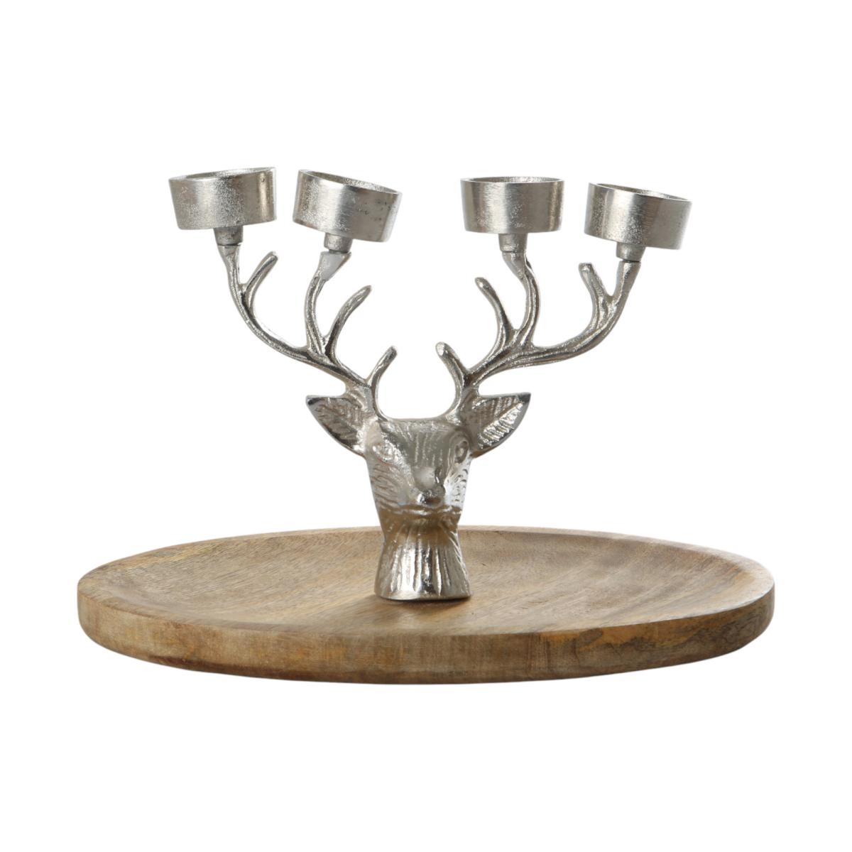 Kerzenhalter mit Rentier silber