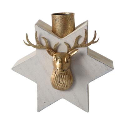 Holz-Kerzenhalter Stern weiß