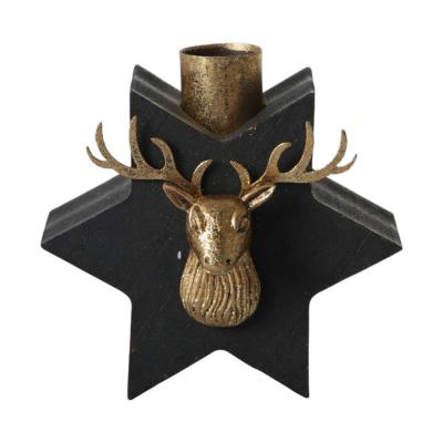 Holz-Kerzenhalter Stern schwarz