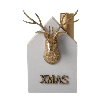 Holz-Kerzenhalter Haus weiß