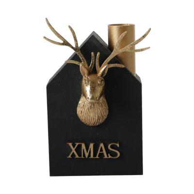 Holz-Kerzenhalter Haus schwarz