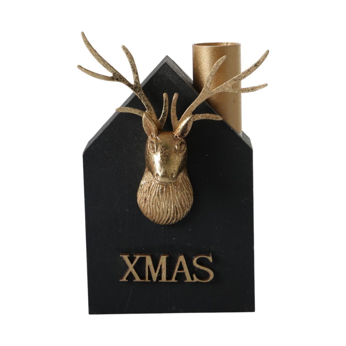 Holz-Kerzenhalter Haus schwarz