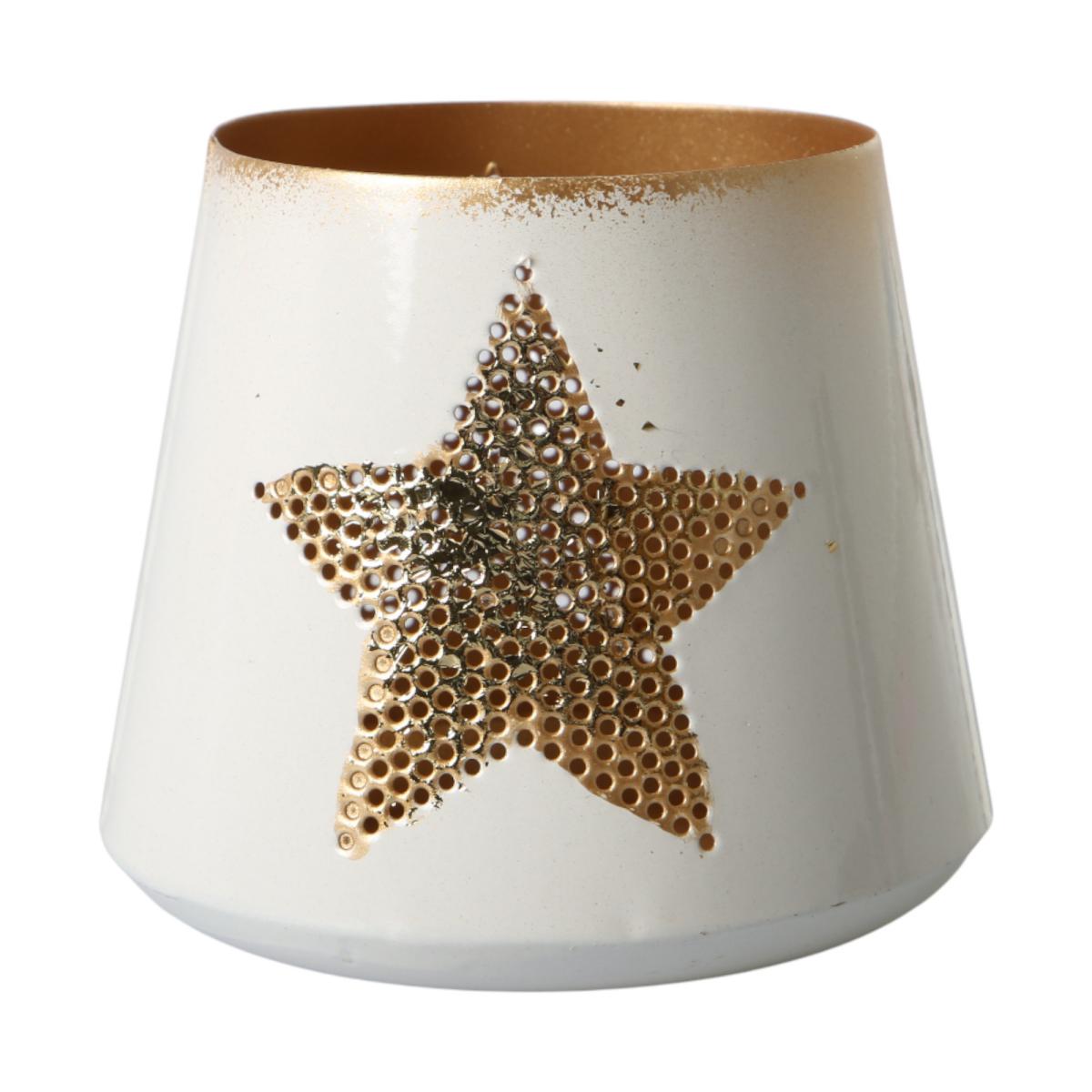 Metall-Windlicht mit Stern weiß