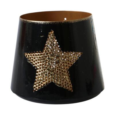 Metall-Windlicht mit Stern schwarz