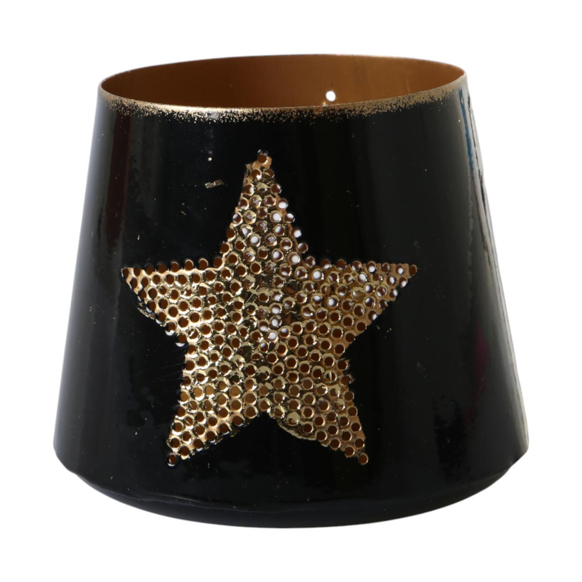 Metall-Windlicht mit Stern schwarz