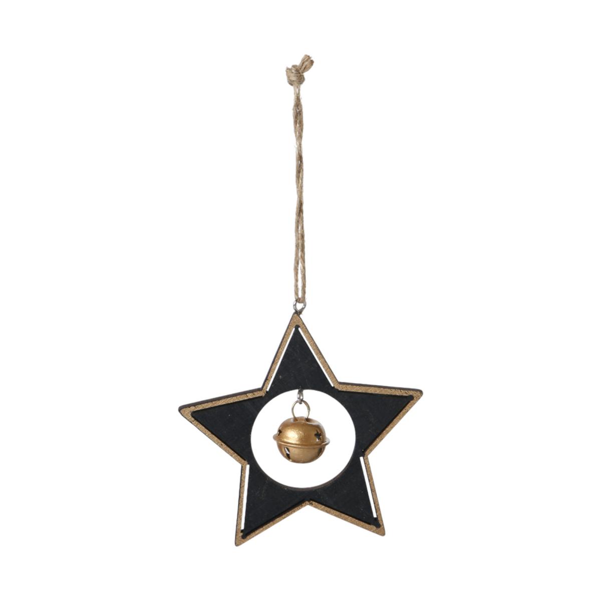 Holz-Stern Hänger mit Glocke