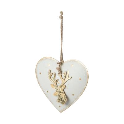 Metall-Herz Hänger mit Hirschkopf