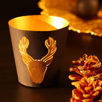 Metall-Windlicht mit Hirschkopf schwarz