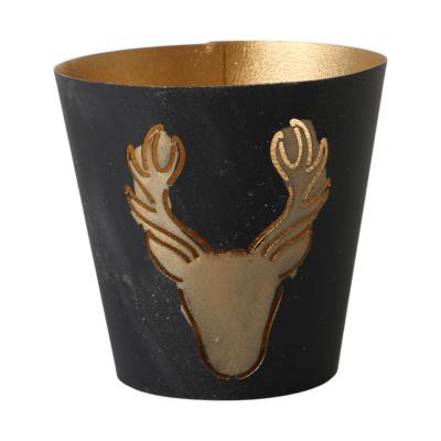 Metall-Windlicht mit Hirschkopf schwarz