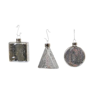 Geometrische Glasanhänger silber