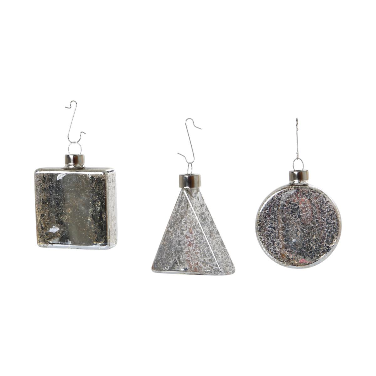 Geometrische Glasanhänger silber