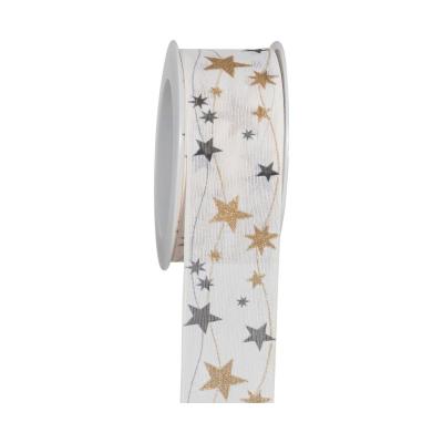 Glitzergirlande mit Draht weiß/gold