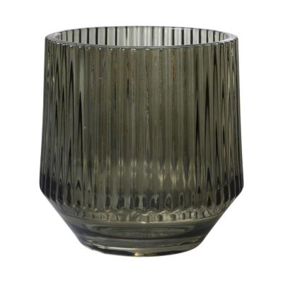 Teelichtglas mit Streifen grün