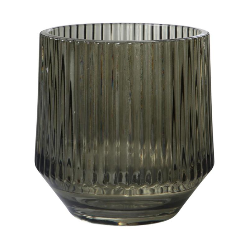 Teelichtglas mit Streifen grün