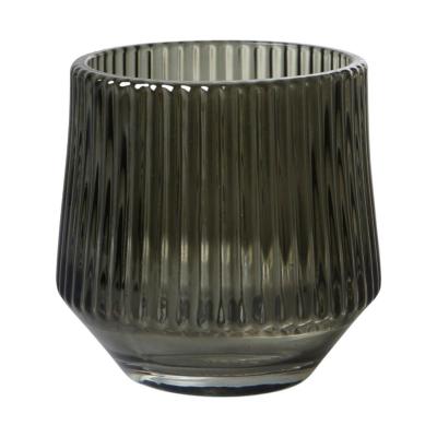 Teelichtglas mit Streifen grün