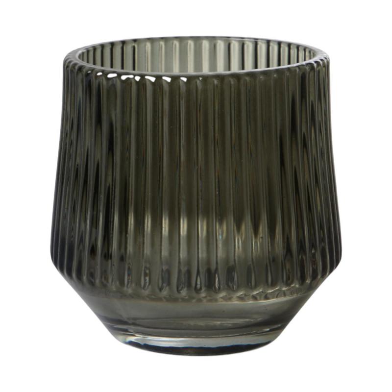 Teelichtglas mit Streifen grün