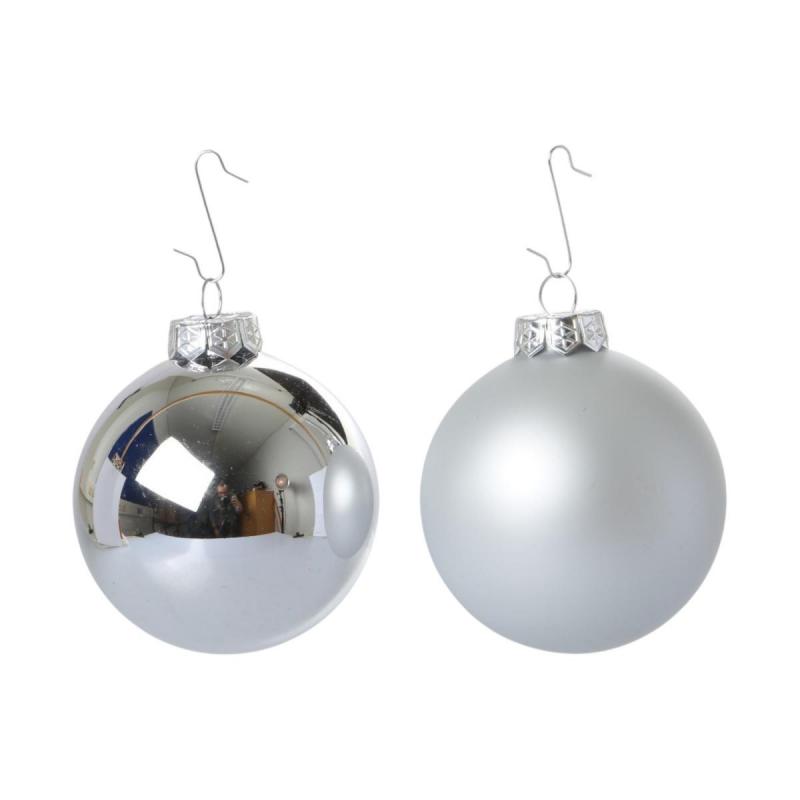 Weihnachtskugeln Glas silber