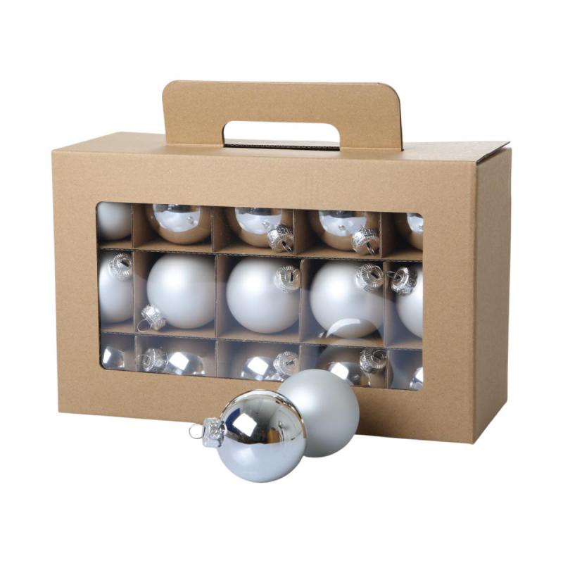 Weihnachtskugeln Glas silber