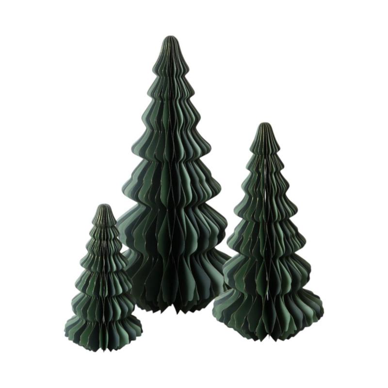 3D Papier-Baum grünmix mit Goldrand