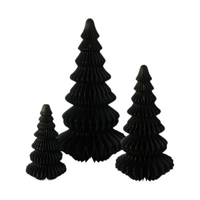 3D Papier-Baum schwarz mit Goldrand