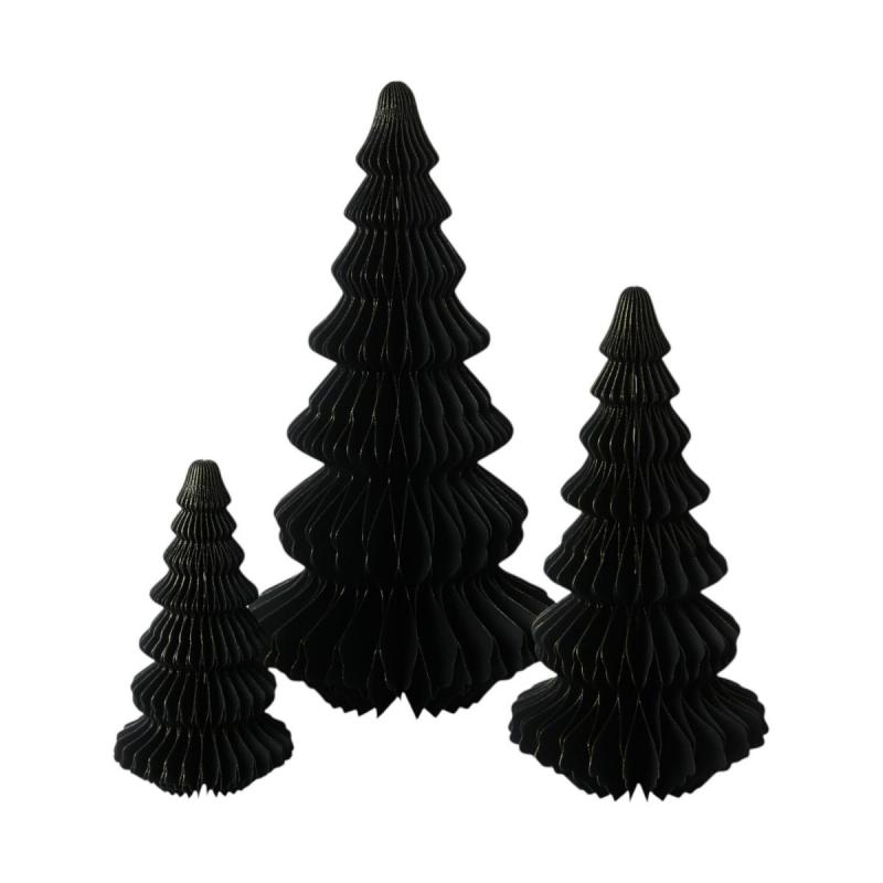 3D Papier-Baum schwarz mit Goldrand