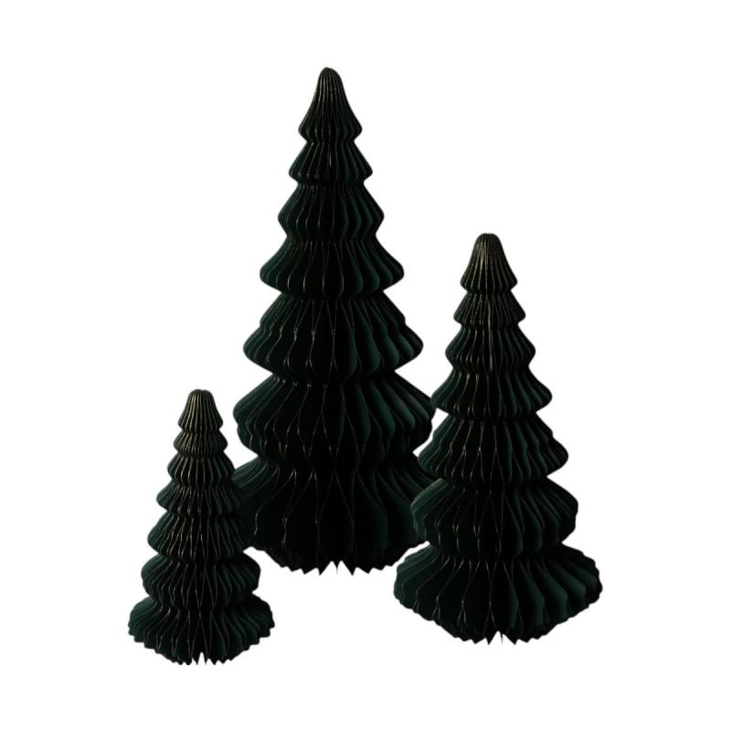 3D Papier-Baum dunkelgrün mit Goldrand