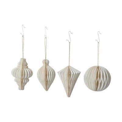 Papier-Ornamenthänger weiß mit Goldrand