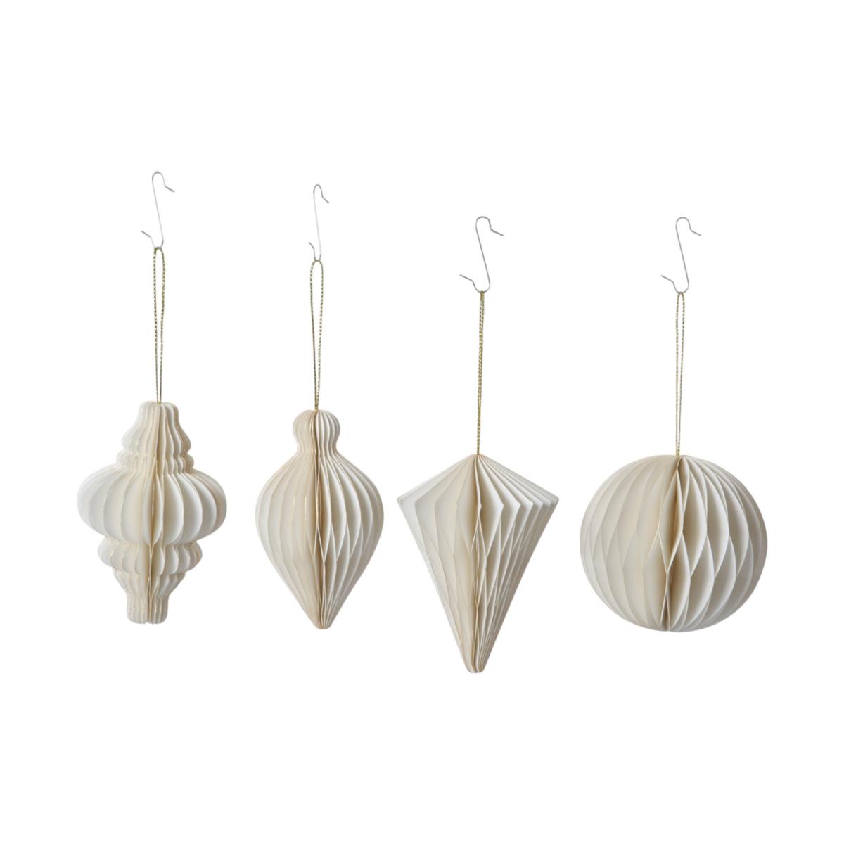 Papier-Ornamenthänger weiß mit Goldrand