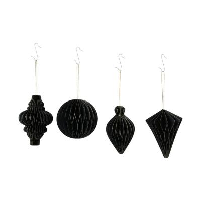 Papier-Ornamenthänger schwarz mit Goldrand