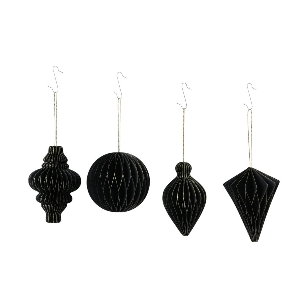 Papier-Ornamenthänger schwarz mit Goldrand