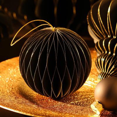 Papier-Kugelornament Farbmix mit Goldrand