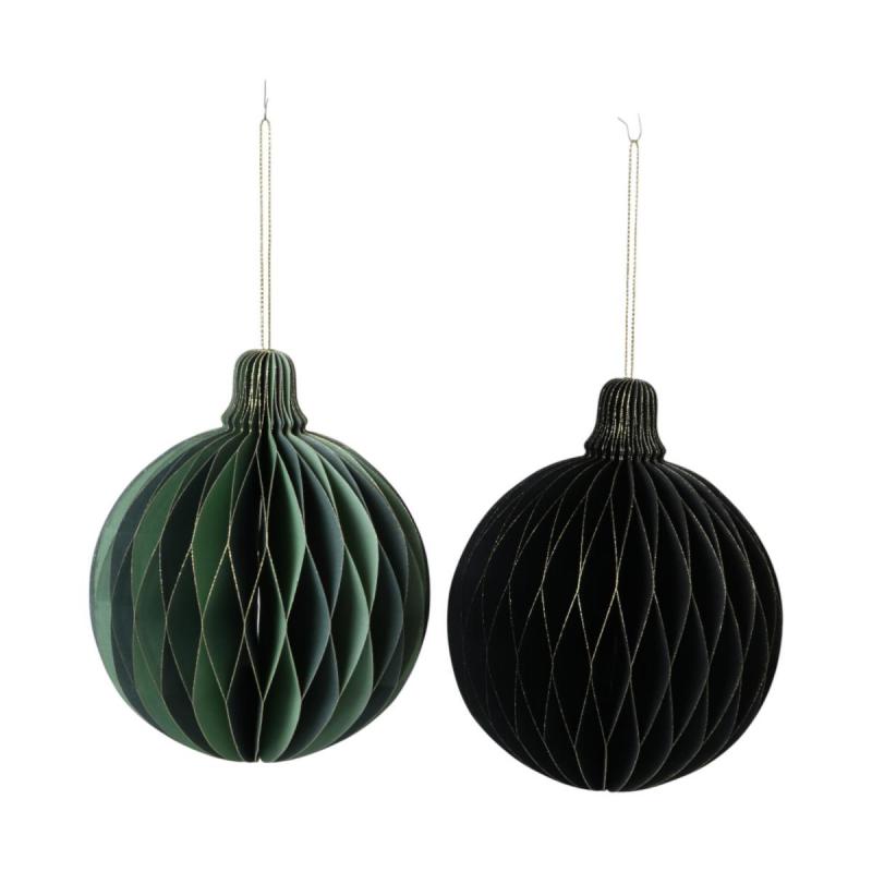 Papier-Kugelornament Farbmix mit Goldrand