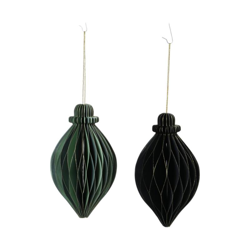 Papier-Tropfenonament Farbmix mit Goldrand