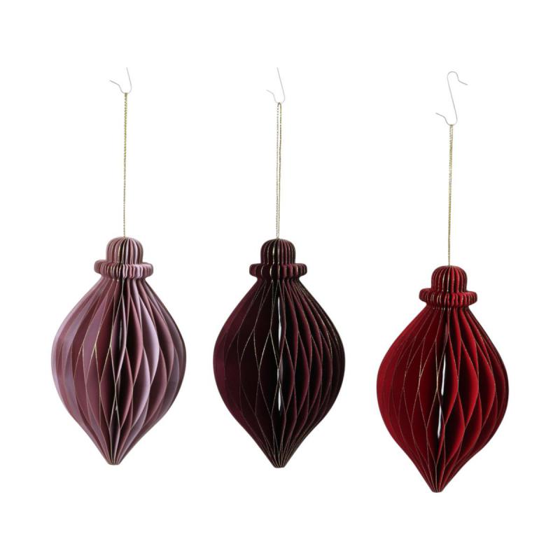 Papier-Tropfenonament Farbmix mit Goldrand