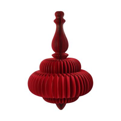 Papier-Wabenornament Barock rot mit Goldrand