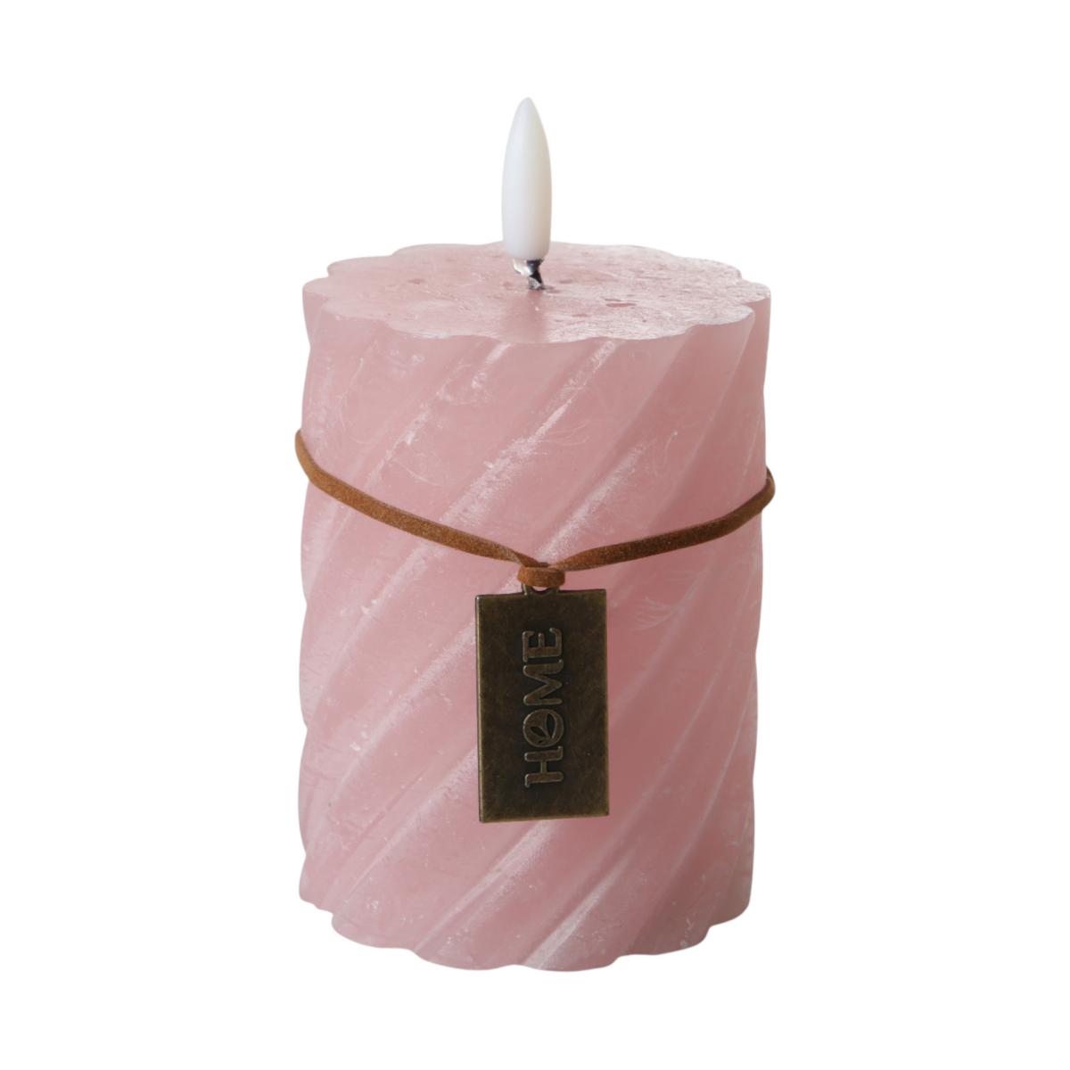 Spiral-LED-Kerze gefrostet altrosa