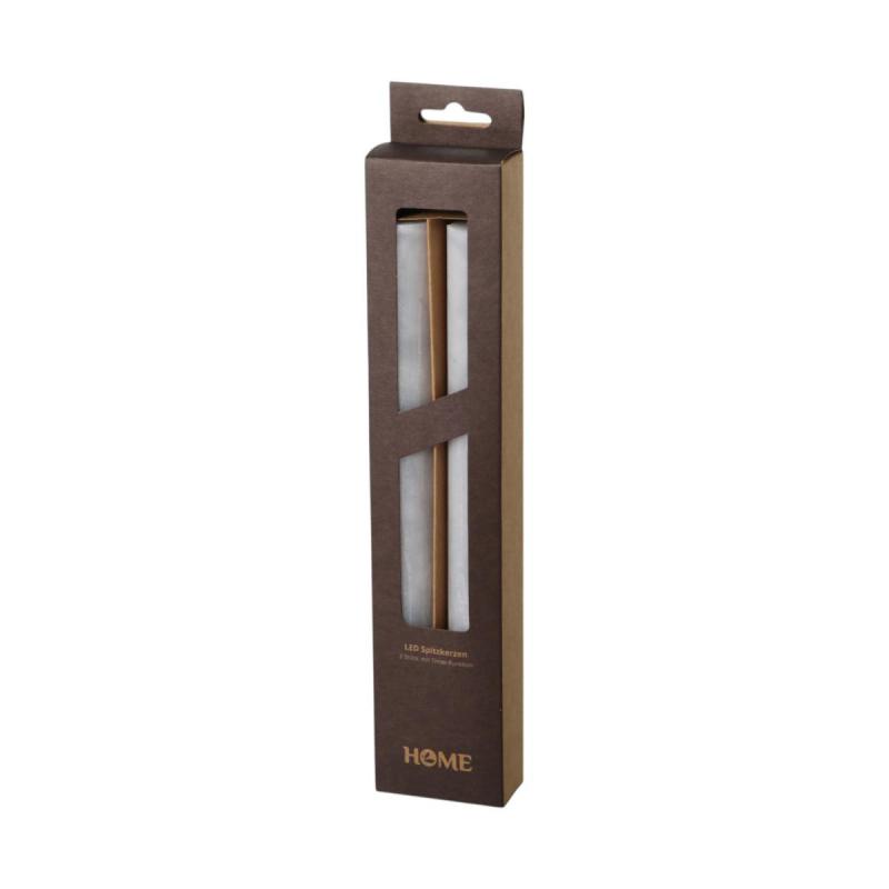 LED-Stabkerze gefrostet grau