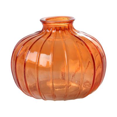 Vase mit Rillen bauchig orange