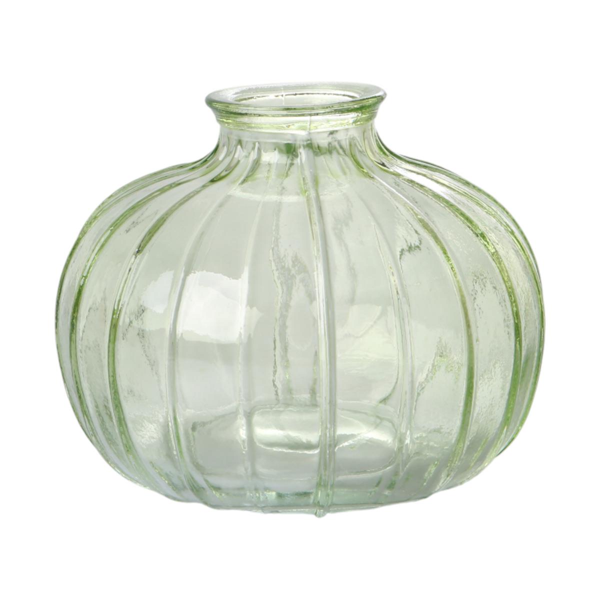 Vase mit Rillen bauchig grün