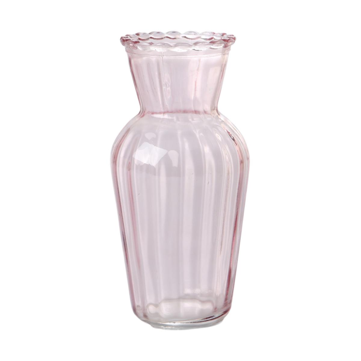 Vase konisch mit Rillen pink