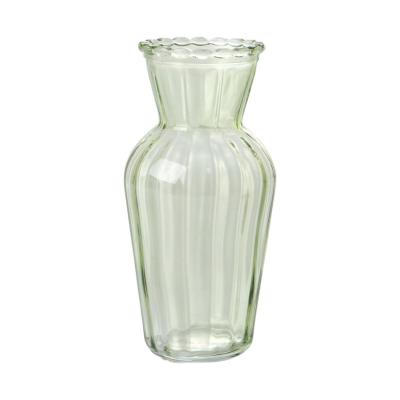 Vase konisch mit Rillen grün